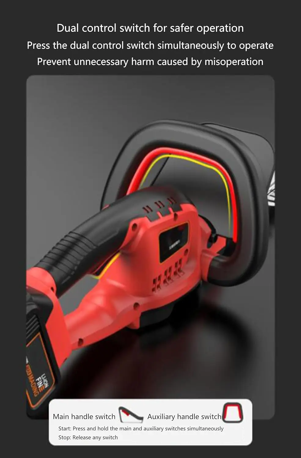 18vLithium Battery Powered Hedge Trimmer Electric Pole Garden 510mm Dual Action Blade HandHeld Cordless Electric Brush Cutter view 6