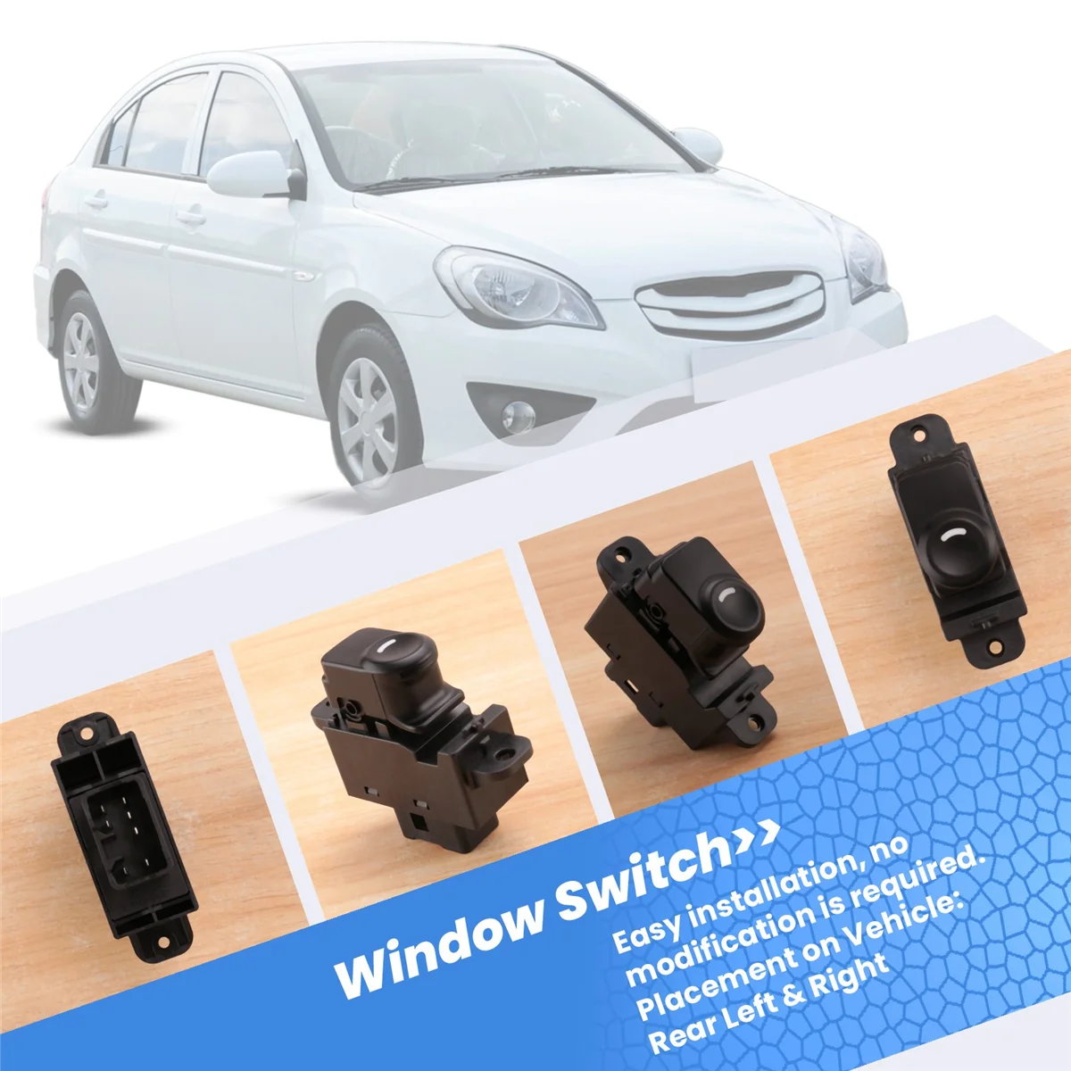 

# 79N Автомобильные детали и аксессуары, переключатель заднего стеклоподъемника автомобиля слева и справа для ACCENT SOLARIS 2011-2017, черный