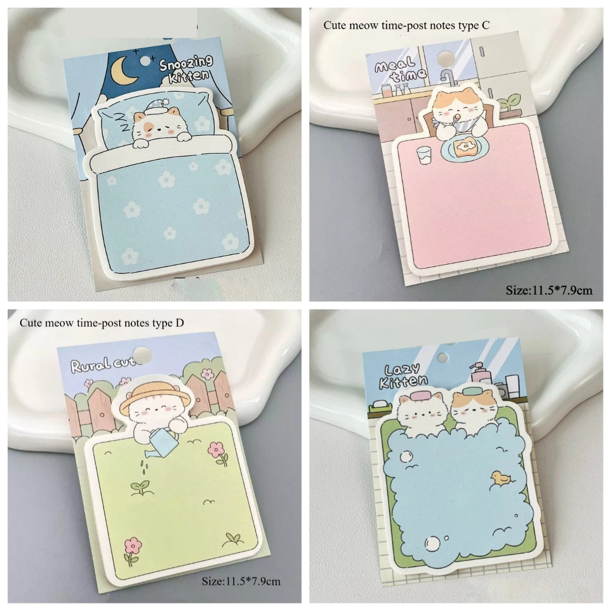 

Post It Notes Cloud Diary Cute Cat Illustration Material Shape Multifunctional Sticky Notes Message Memo
