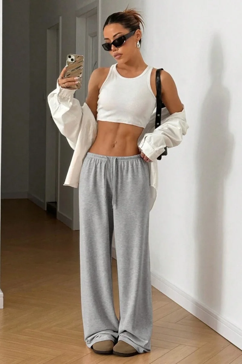 New women's fashion solid color casual loose wide-leg pants - Image 6