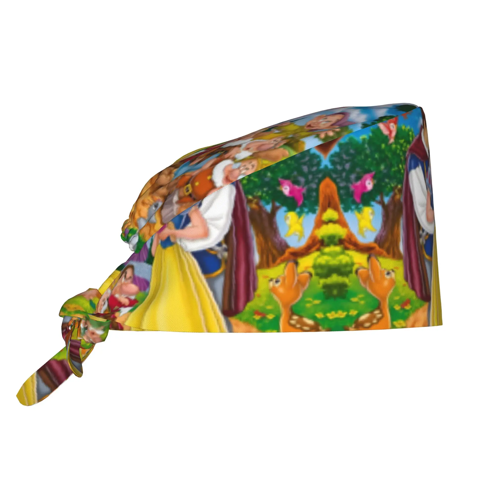 Custom Seven Dwarfs Anime Working Cap Surgical Hats Women Men Cartoon Operating Room Cap Nursing Cap Lab Works Hat
