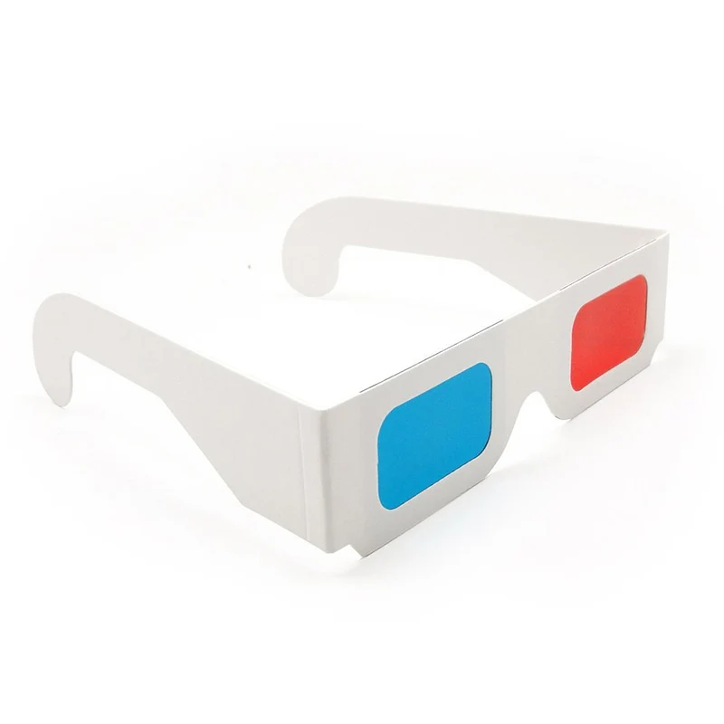 Gafas 3D de película roja, papel de visión azul, cartón de refracción anaglifo, estilo de juego Cian, accesorios blancos de teatro