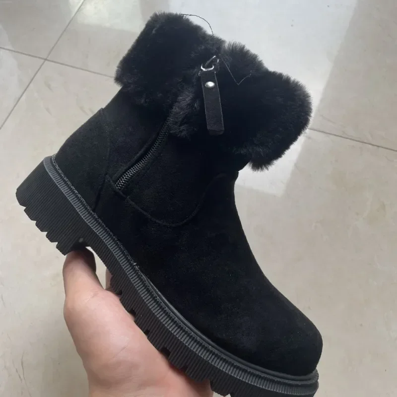 Plus Size Snow Boots For Women Autumn&Winter British Style Short Boots Square Heel Vintage Ankle Boots Women Shoes image 6