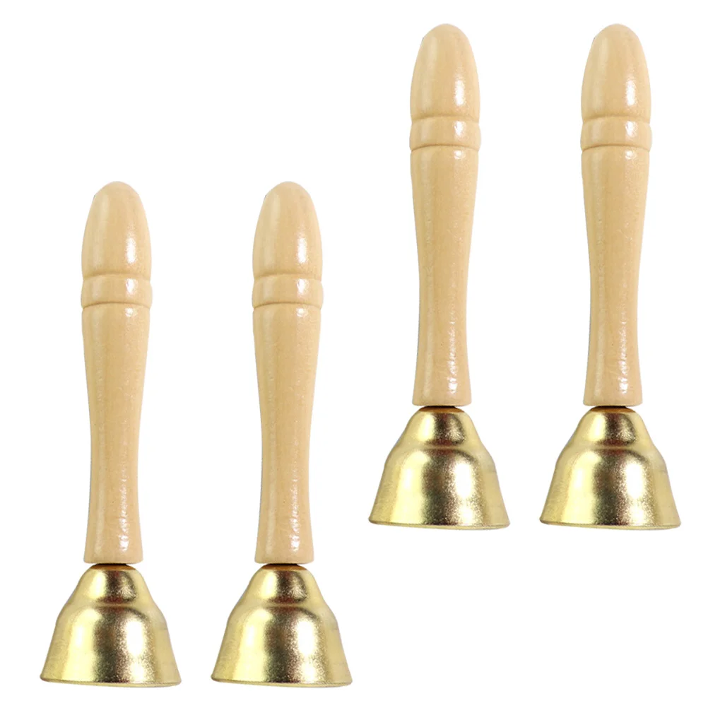 4 Pcs Strike The Brass Bell Hand Musical Instrument Kid Plaything Childrens Toys Funny Children’s for Kids Ring