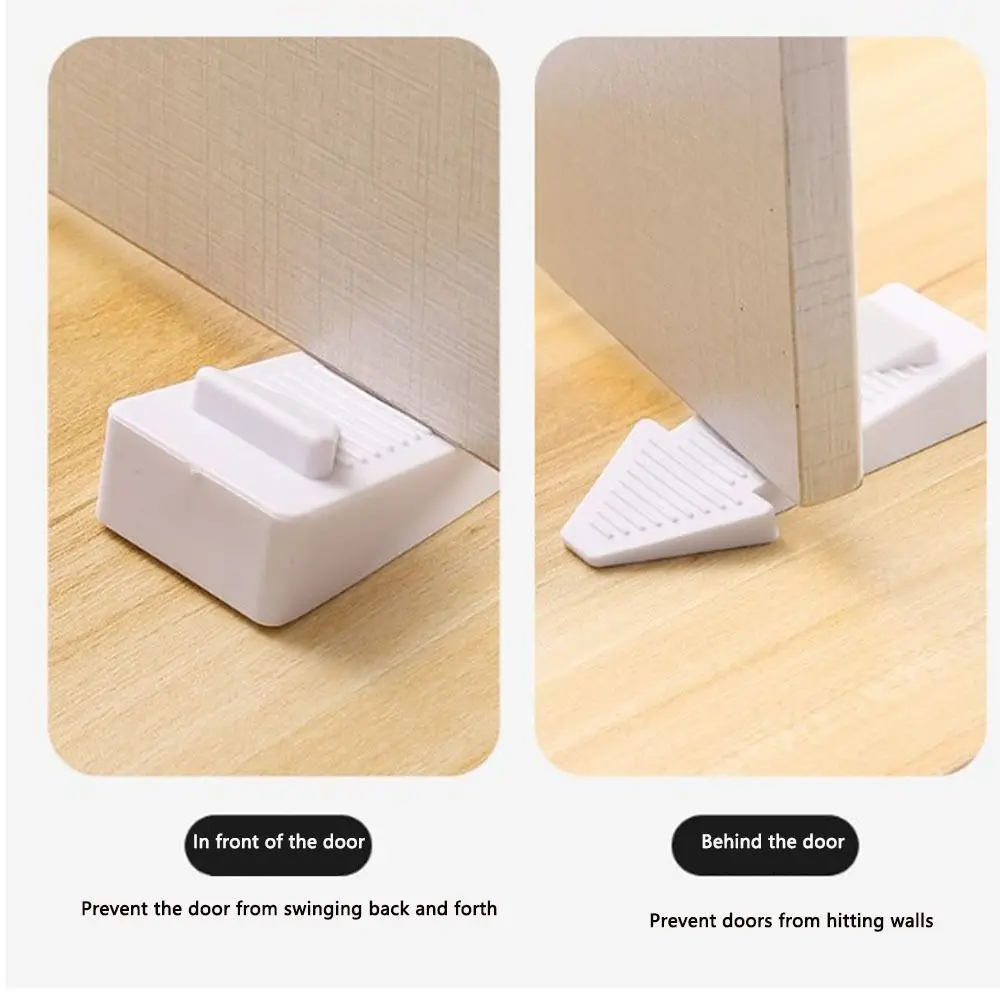 2Pcs Wind resistant Doorstops Door Stopper Buffer Safety Door Block Rubber Stackable Door Wedge Children Protection