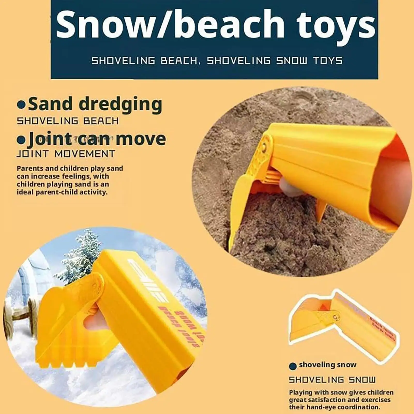 Ergonomic Large Sand Digger Excavator Arm Dump Truck Excavator Toy for Grip Training Kids Play Castle Building Beach Camping