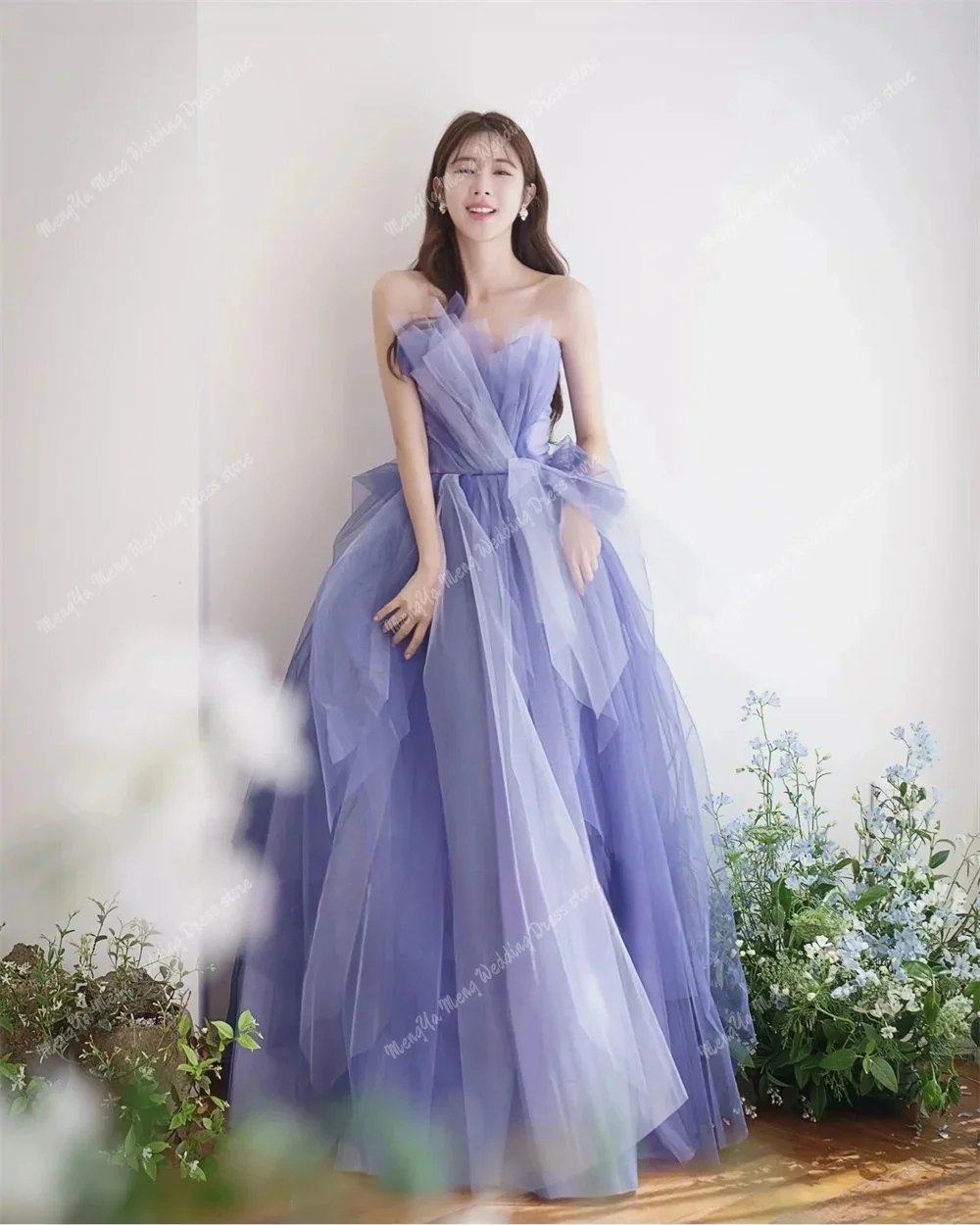ZHUISHU Sweetheart Ruffles Korea Wedding Dress PhotoShoot Contrast Color Evening Party Dress Customized Corset A Line Bride Gown
