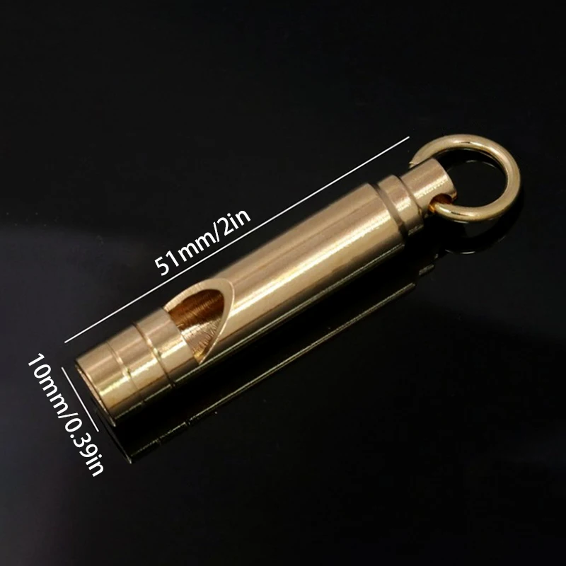 Multifuncional Brass Emergency Survival Whistle, Keychain portátil, ferramentas ao ar livre, Camping, Caminhadas, Treinamento