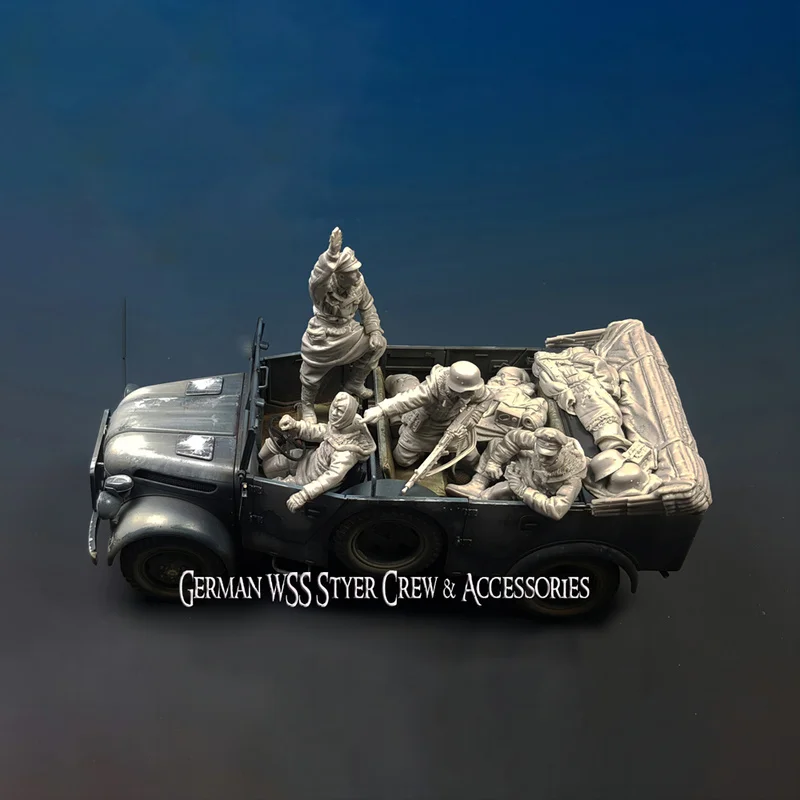 

1/35 WWII 4 Soldiers Without Cars Resin Model Figure GK Micro Miniature 3D Printed White Model Toy Unassembled And Unpainted Kit