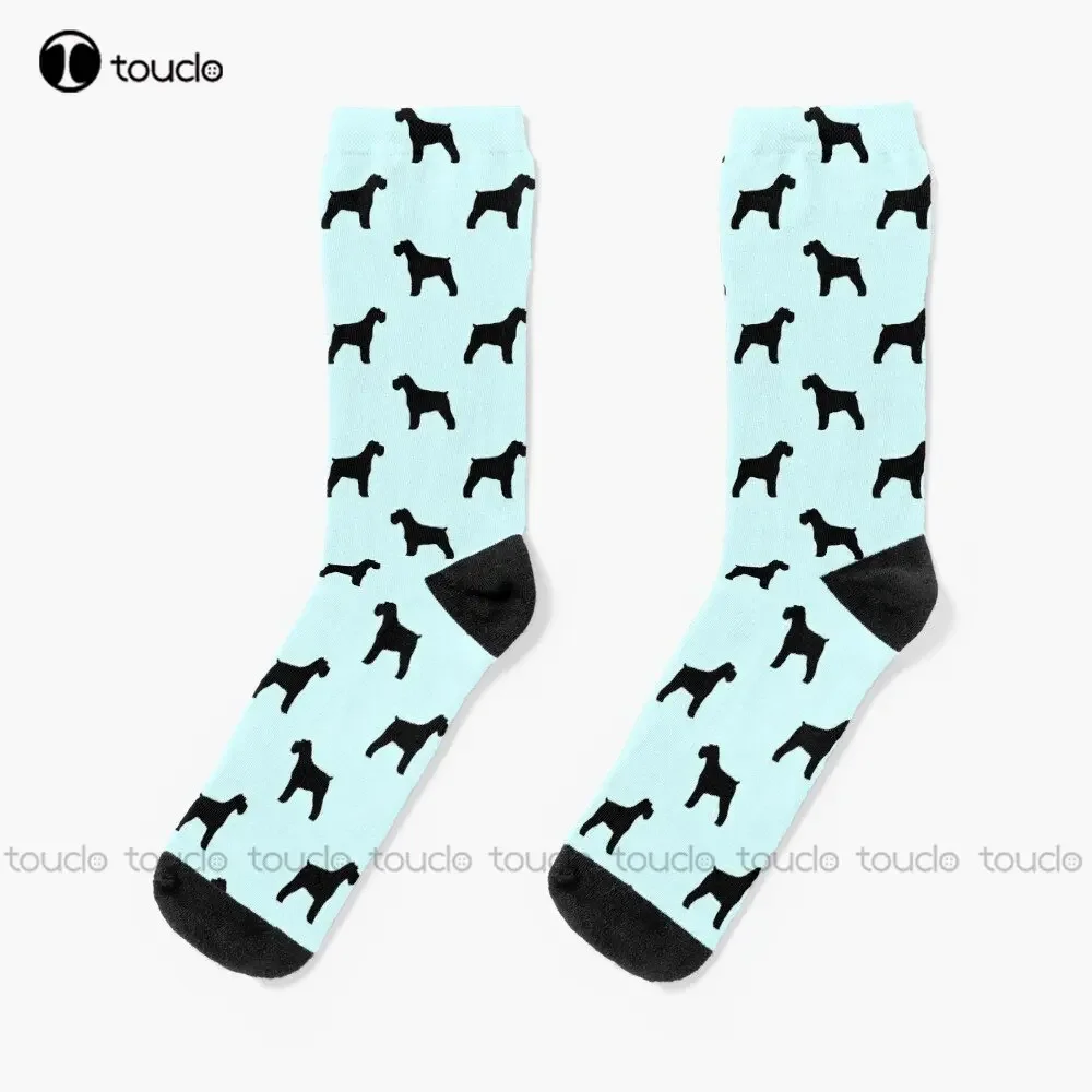 Schnauzer Silhouette(S) Socks White High Socks 360° Digital Printing Personalized Custom Unisex Adult Teen Youth Socks