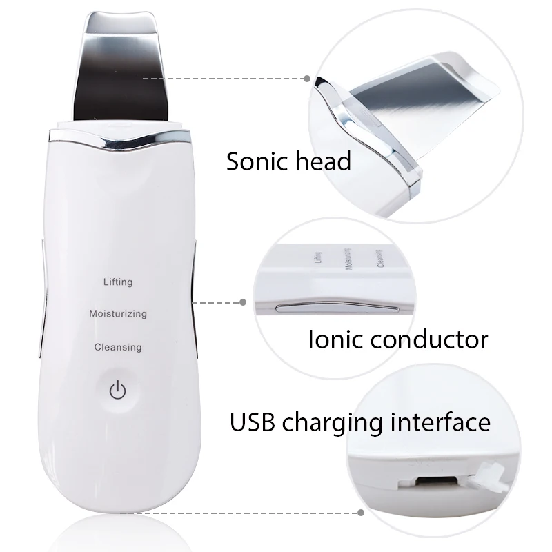 Wireless Ultrasonic Skin Scrubber rimozione di punti neri Viberation Peeling massaggio comedone rimozione dell'acne dispositivo di bellezza Spa facciale