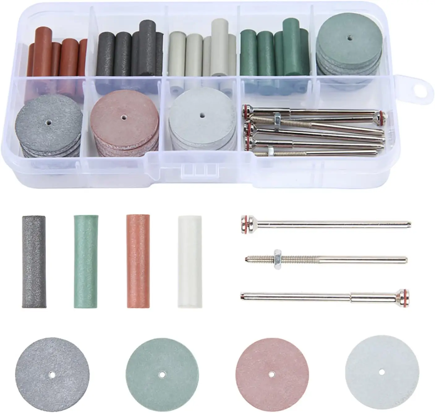 

Silicone Polishing Wheels Kit Mixed Lab Buffing Wheel Rotary Hand Pieces Tool Assortment Kit 40pcs+ 6 Pcs Mandrel Shank