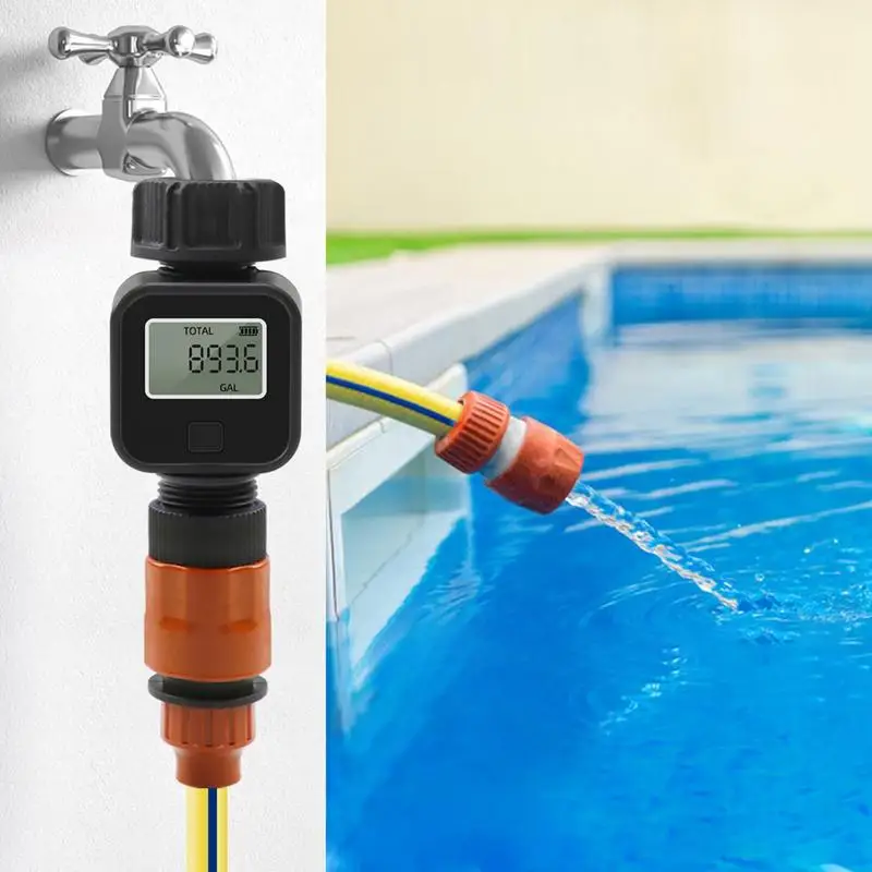 Water Hose Meter Water Flow Meter With Lcd Display Water Flow Meter Tracks Gallon/Liter Consumption & Flow Rate For Lawn