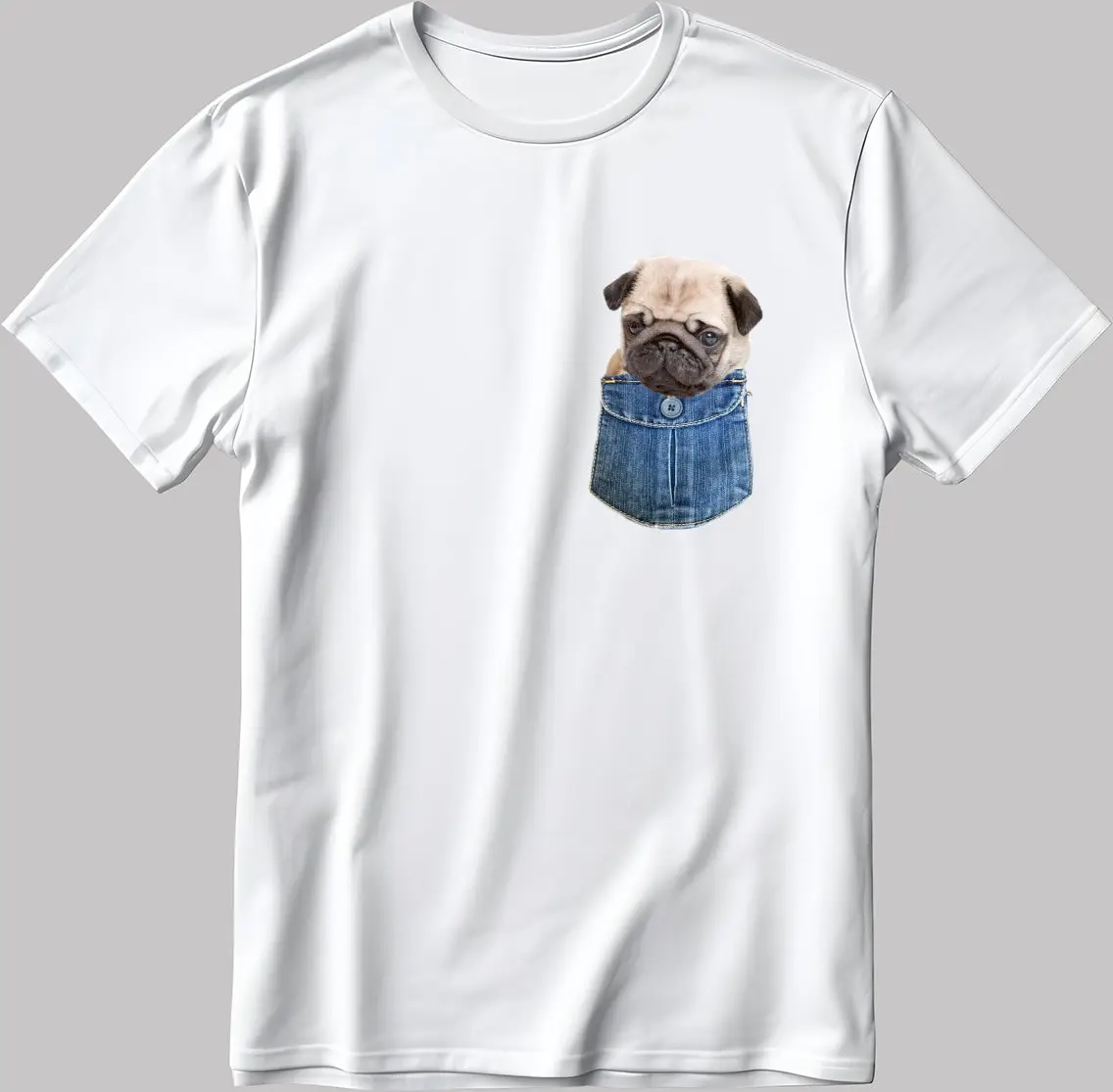 Cute Pug White Black T Shirt K861