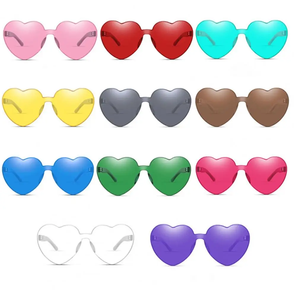 2023 Women Fashion Colors Polarized Heart Shape Tinted Party Sunglasses Girls Vintage UV400 Colors Rimless Female Sun Glasses