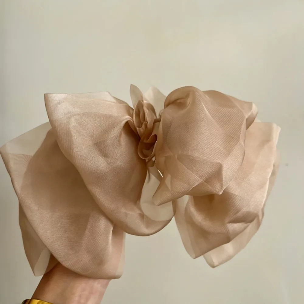 Bear Leader ชีฟองเด็กโบว์ใหญ่เจ้าหญิงกิ๊บตกแต่งหวานสีทึบสาวอุปกรณ์เสริมทุกวันเด็ก Headwear