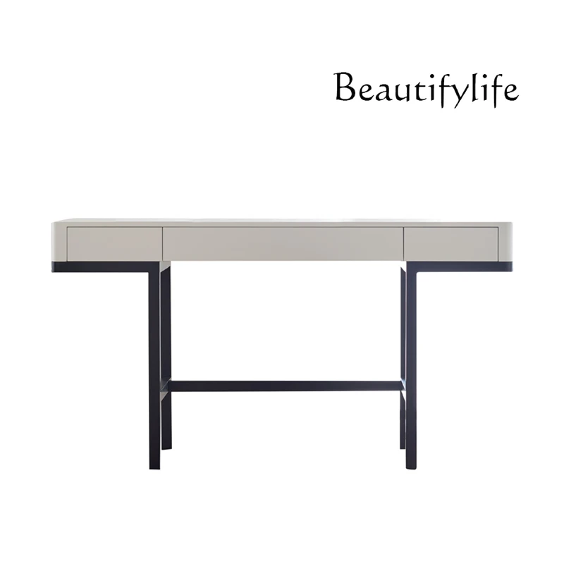 

Modern Light Luxury Study Desk Nordic Minimalism Solid Wood Desk Italian Bedroom Dressing Table