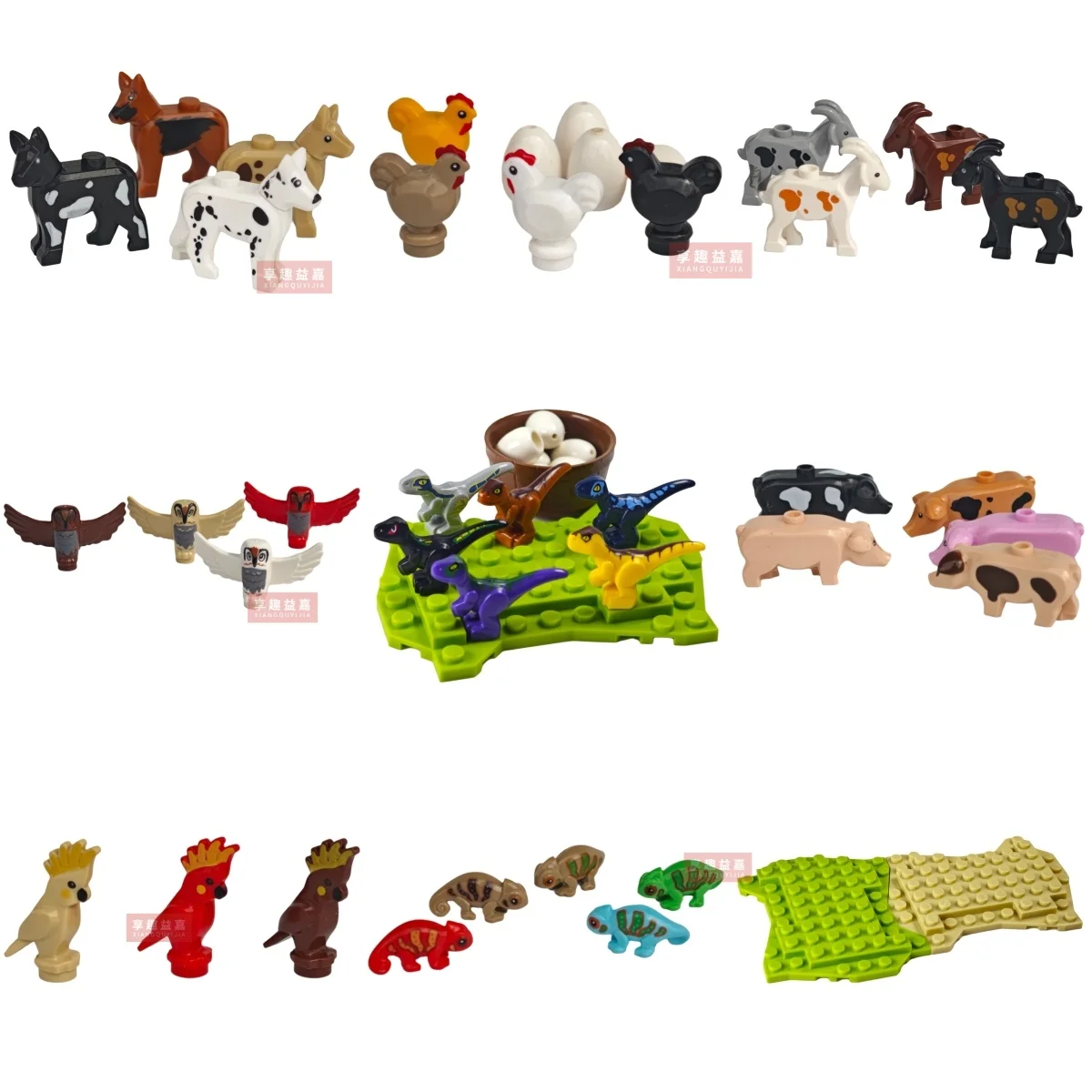 MOC Animal Scene Building Blocks Zoo Ducks Cat Dog Penguin Eagle Dove Wolf Bear Deer Shark Snake horse DIY Toys Bricks
