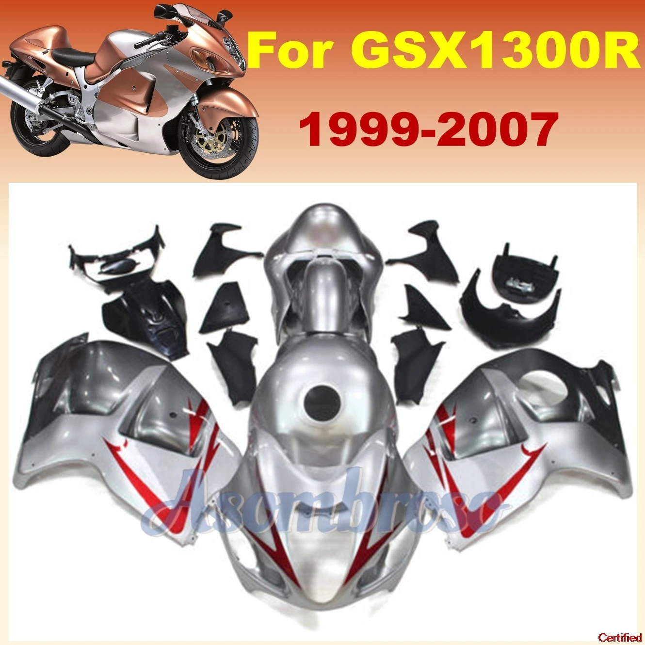 

Новый корпус ABS для мотоцикла ZXMT для GSXR1300 1999 2007 2006 gsx1300r 00 01 02 05 06, серебристо-серый комплект обтекателя