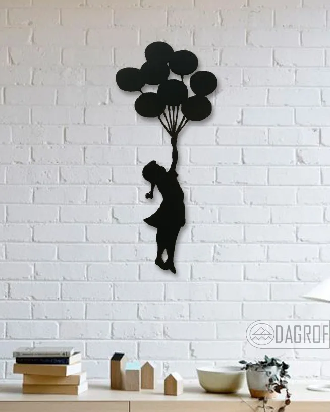 Bloons Girl Designed Wall Decorative Metal Wall Art Black Wall Décor,Living Room, Bedroom, Kitchen, bathroom Interior Decoratio