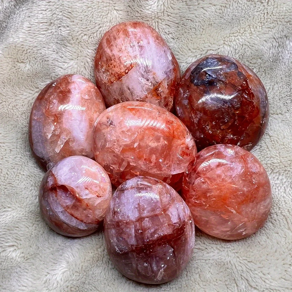 

1PC Fire Quartz Palm Stone - Vibrant Rainbow Red Quartz Crystal, Bohemian Stone for Meditation, Holiday Gifts, Home Decor