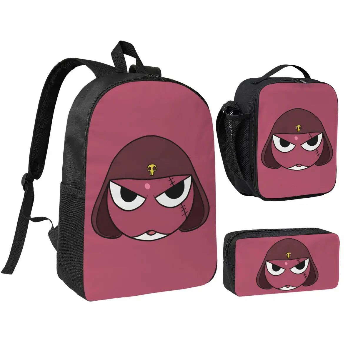 3Pcs Giroro Keroro Frog Accessories Backpack Set for Pen Bags Bookbag Sets with Lunch Box For School Students Knapsack