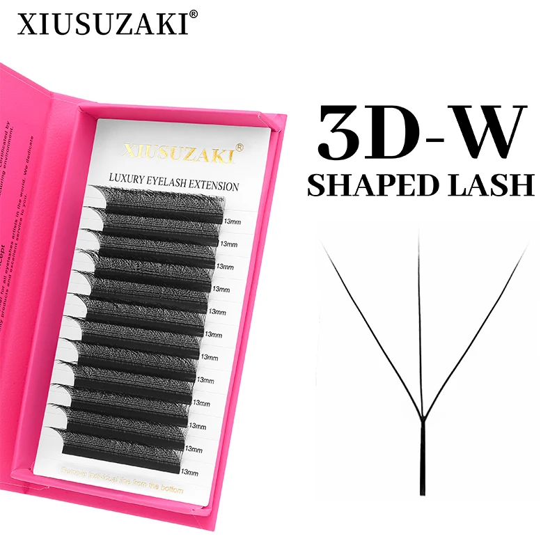 XIUSUZAKI-pestañas 3D en forma de W, flores automáticas, ventiladores prefabricados, extensiones de pestañas de volumen, pestañas postizas individuales Mega negras