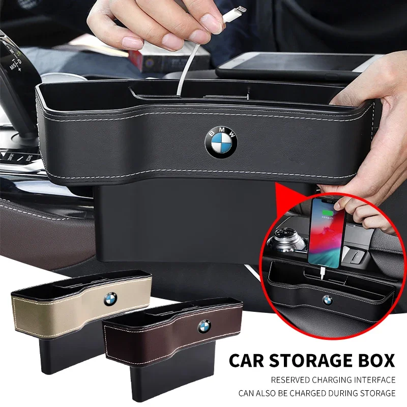 Car Leather Cup Holder Seat Organizer Holder Multifunctional Organizer For BMW 5 6 7 X6 F Series F01 F02 F10 F12 F15 F16 F25 F26