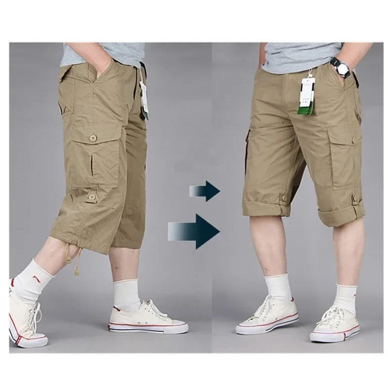 Summer Outdoor Sports Cotton Breathable Straight Tooling Shorts Riding Climbing Fishing Men's Multi-pocket Loose Short Trousers