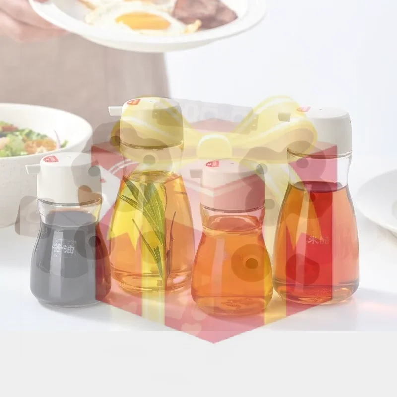 190ML Clear Glass Bottle For Sauces/Oils With A Tight-Fitting Lid Allows For Controlled Dispensing Glass Soy Sauce Seasoning Can
