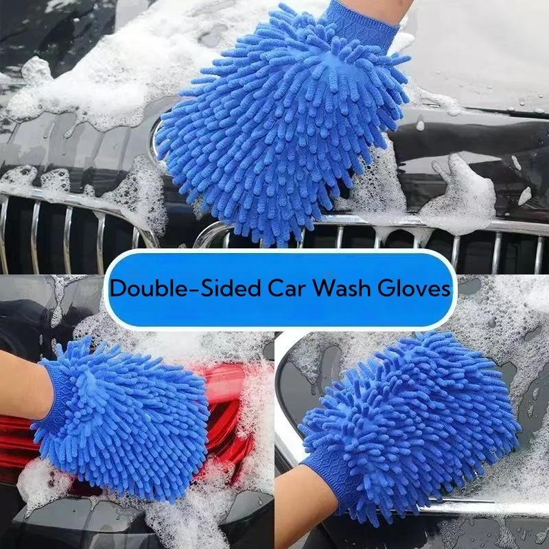 

Перчатка для мойки автомобиля из микрофибры без царапин, водонепроницаемая губка, щетка для чистки авто, аксессуары для детейлинга