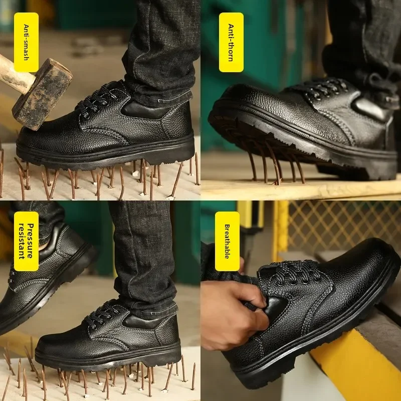 Мужская защитная обувь со стальным носком, легкие, удобные, противоударные, противоударные, для работы на строительной площадке, удобные ботинки для защиты труда