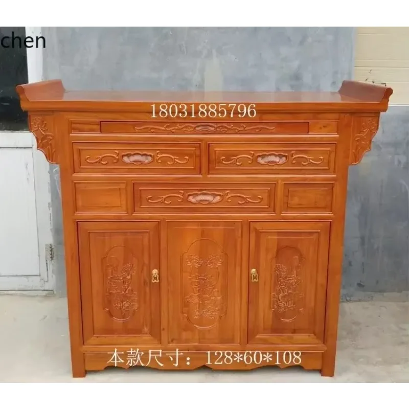 Old Elm Table, God Of Wealth, Buddha Altar, Niche Table, Solid Wood Offering TableN10