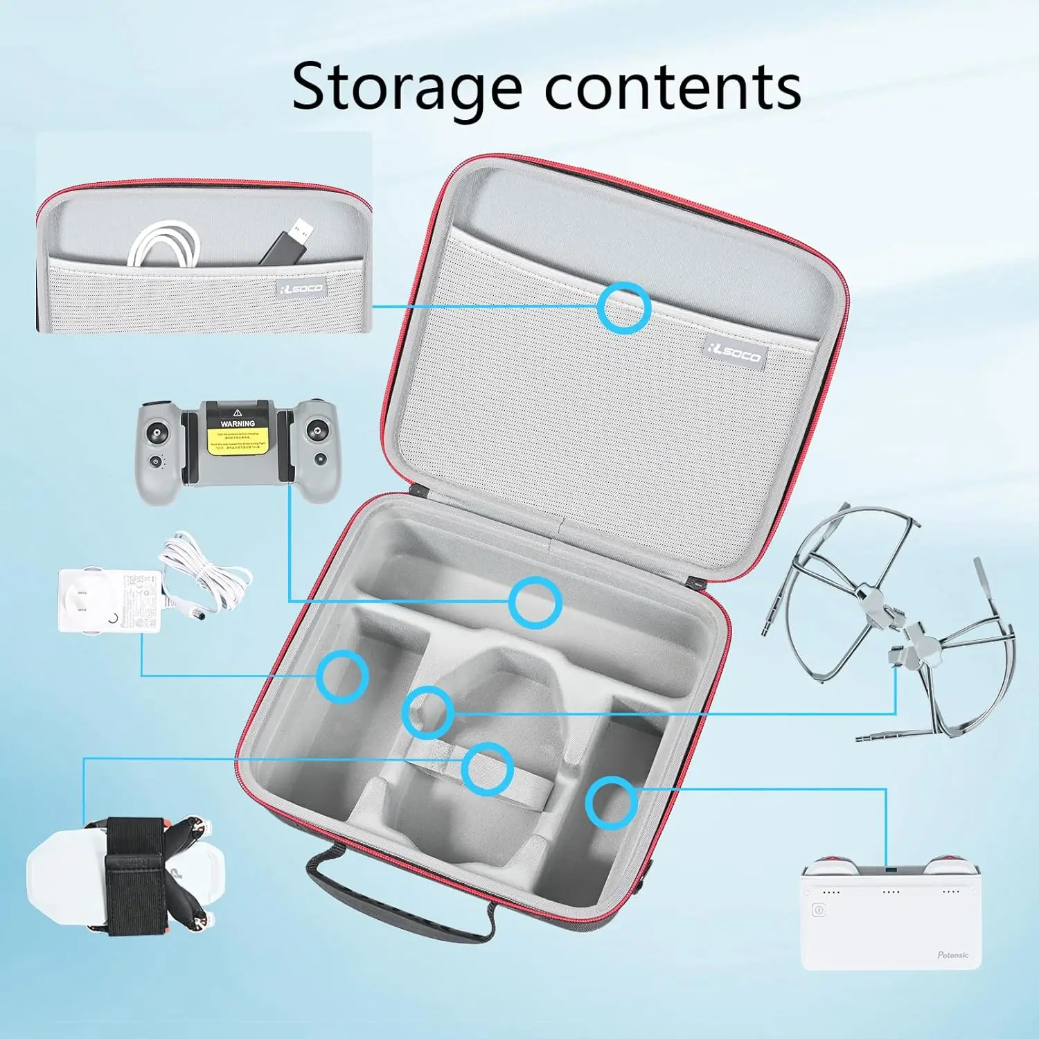 

RLSOCO Hard Case for Potensic ATOM 2 Drone - Fits Accessories: Drone,Remote Controller,Charging Hub and Power Adapter