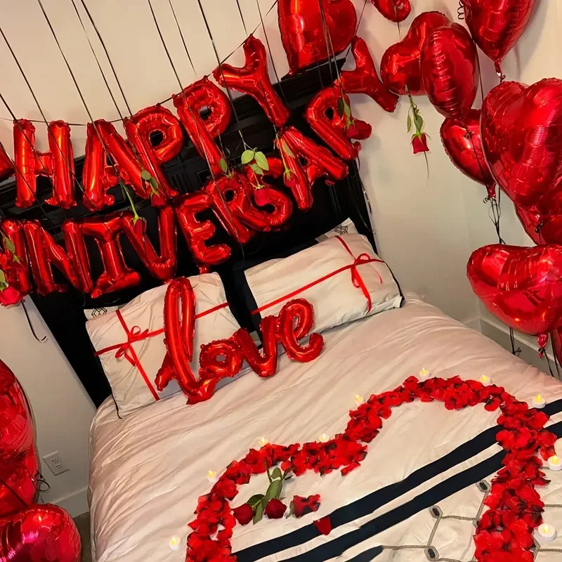16pcs/lot Happy Anniversary Letter Foil Balloons Banner Wedding Bridal Shower Anniversary Party Decorations Air Globos Supplies