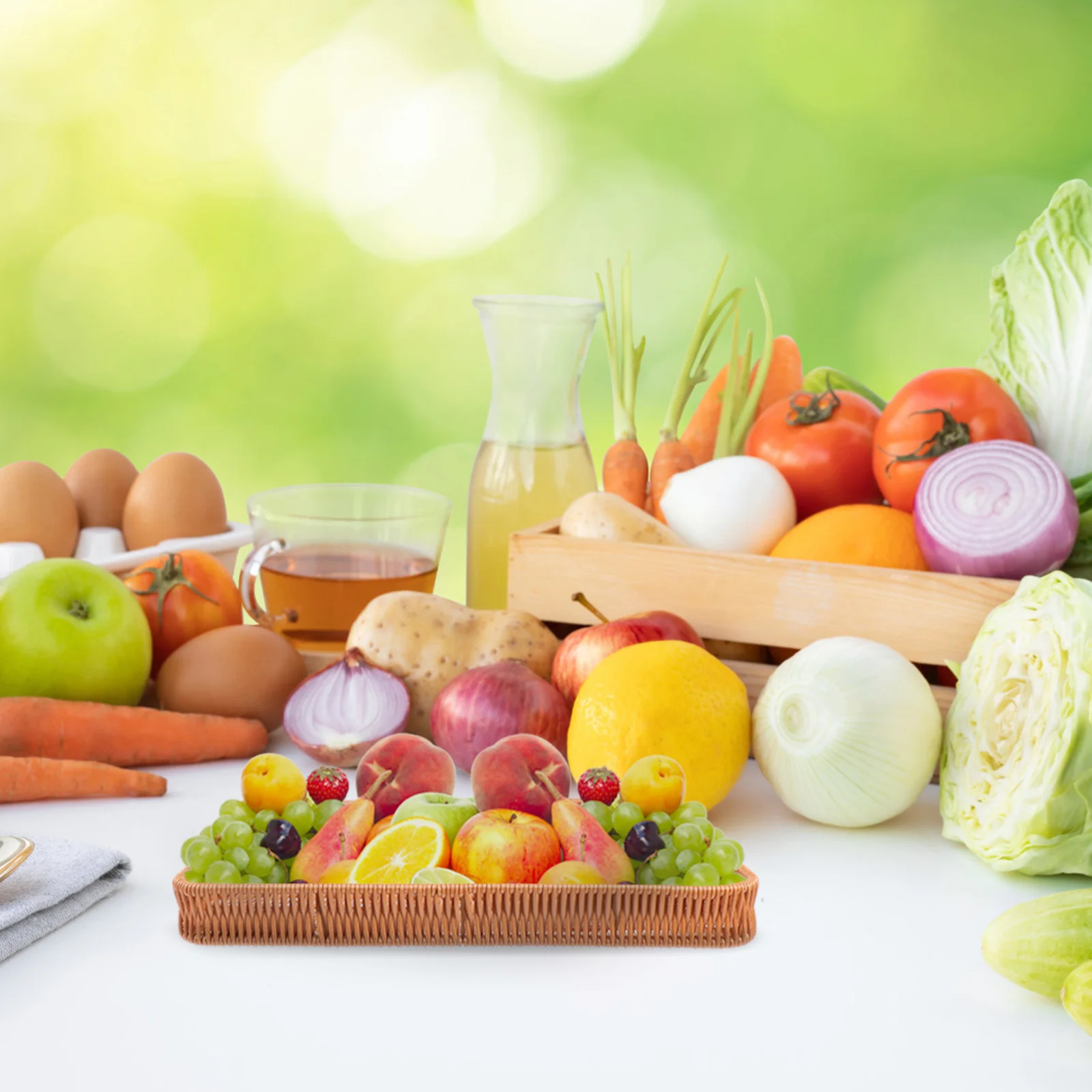 

1pc Plastic Fruit Basket Tray Large Capacity Storage For Kitchen Living Room Café Retro Style Snack Tray Fruit Plate