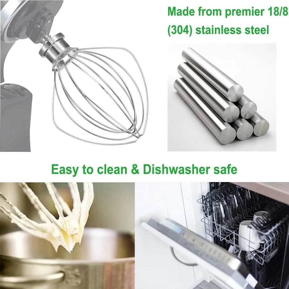 K45WW Wire Whip Attachment 6 Wire Whisk for KitchenAid 4.5QT Tilt-Head Stand Mixer for Egg Heavy Cream Beater, Cakes Mayonnaise