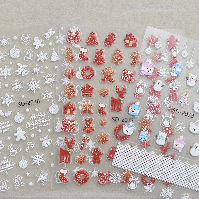 1PC Creative Christmas Snowman Snowflakes Nail Art Stickers Cartoon Santa Claus Elk Christmas Decal DIY Manicure Accessory