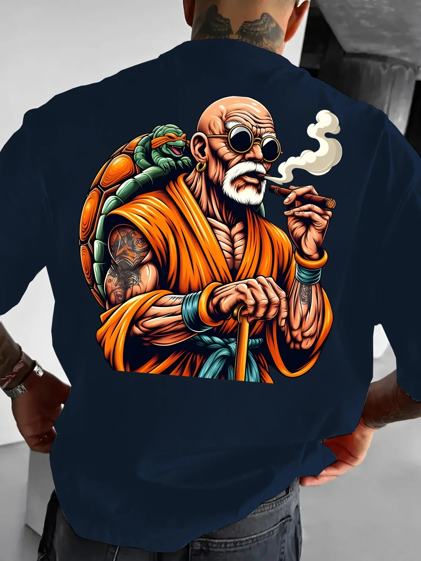 Camiseta de verano de Anime Dragon Ball Master Roshi Harajuku de algodón para hombre enorme Fitness Vintage Street mujeres Casual suelta mangas cortas