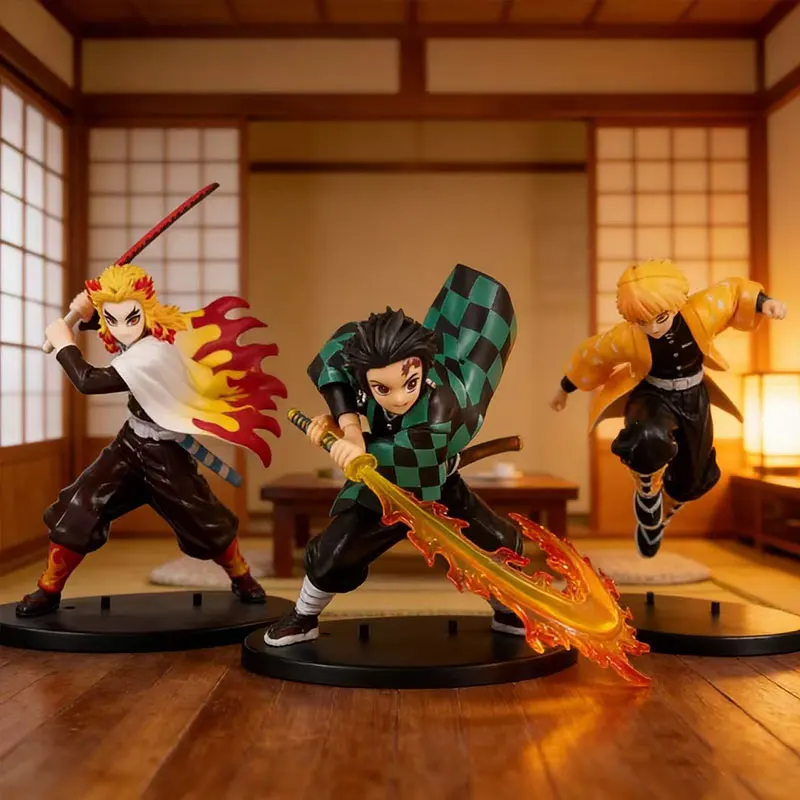 

14-22cm Demon Slayer Anime Figure Tanjirou Agatsuma Zenitsu Kyoujurou Anime PVC Model Action Figure collection Toy for Kids Gift