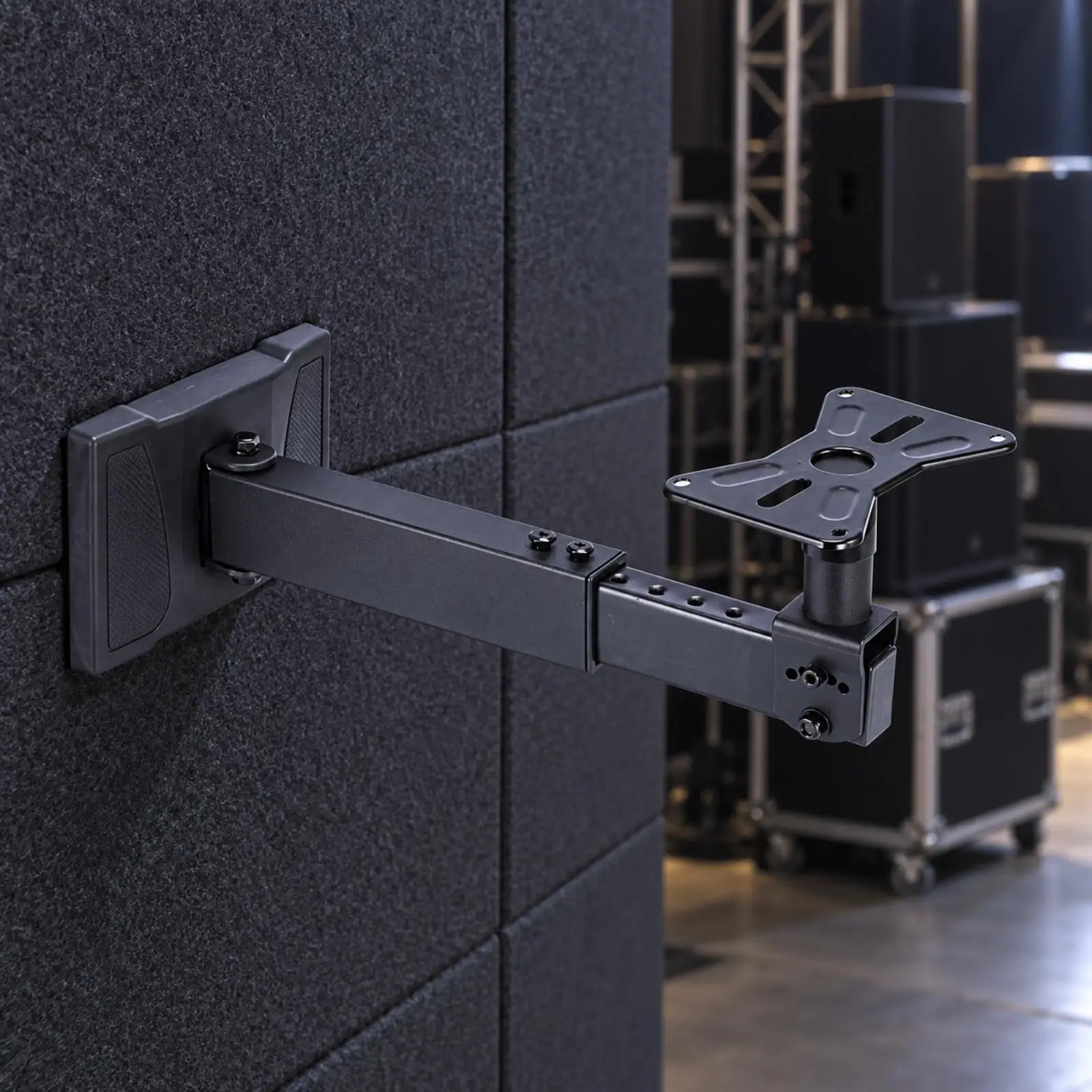 Adjustable Speaker Wall Mount with Swivel Heavy-Duty Metal Speaker Wall Bracket Sturdy Black for Home Audio, Studio