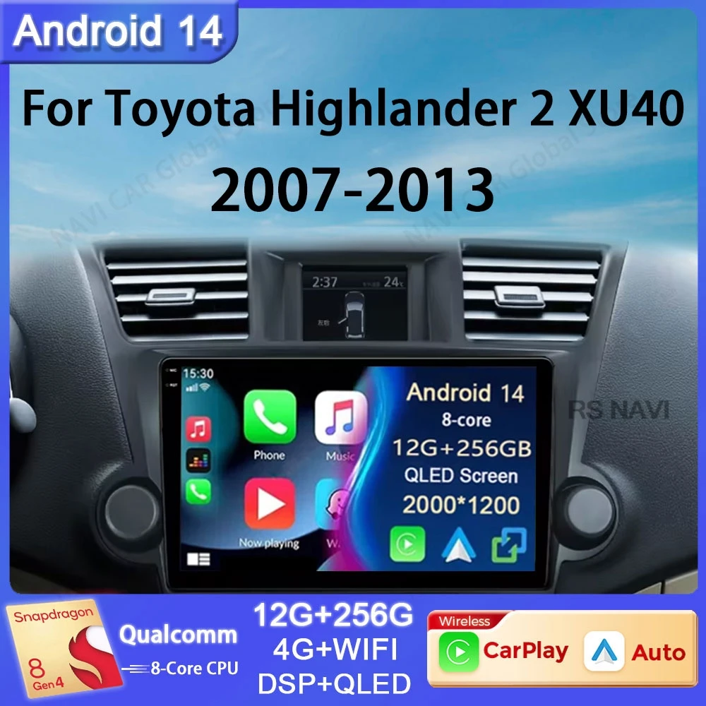 

Android 14 For Toyota Highlander 2 XU40 2007 - 2013 QLED IPS 4G LTE Car Radio Multimedia Video Player Navigation Stereo GPS Auto