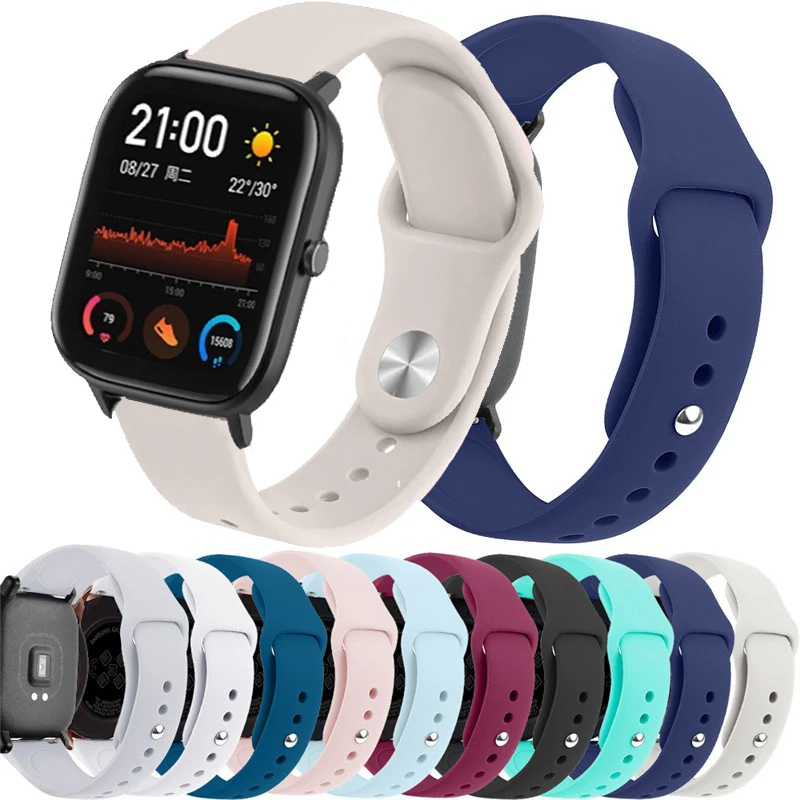 Amazfit GTS 4, 3, 2, 2e, GTS2 미니, GTR 42mm, 47mm, GTR 4/3 프로, 2, 2e 스포츠 시계 팔찌, Amazfit bip용 실리콘 밴드, 20mm, 22mm 스트랩