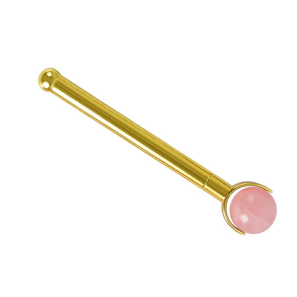 Jade Roller Gezichtsmassager Anti-aging Huidverzorgingshulpmiddel voor gezichtsmassage met glad metalen handvat Lichtgewicht draagbaar Roze en
