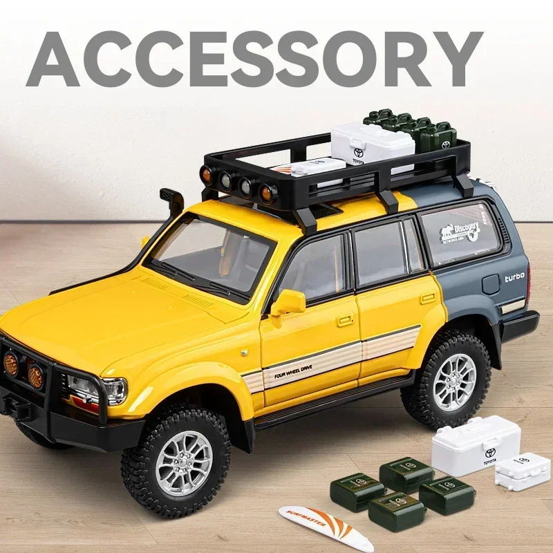 Alloy 1:24 Toyota Land Cruiser LC80 Off Road Car Model Sound Light Kid Boy Car Toy Gift Collection Miniature Voiture Home Decor