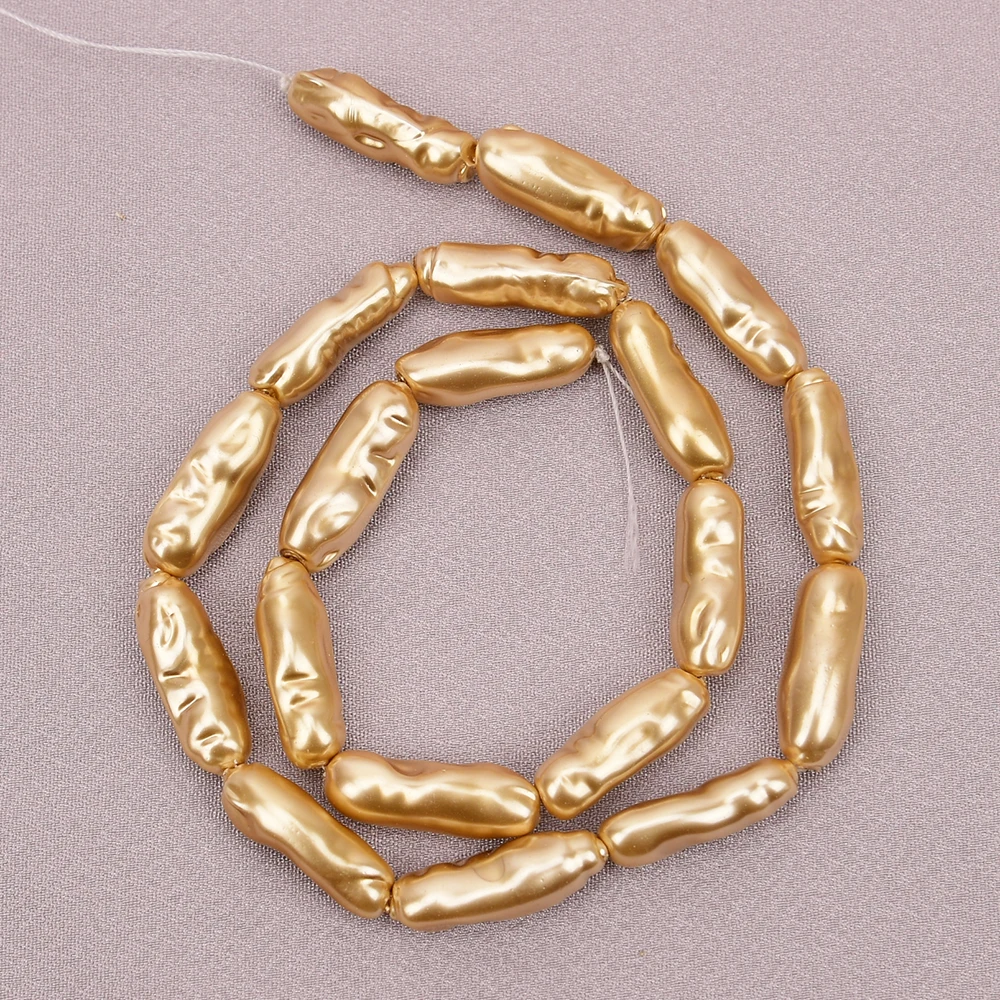 

APDGG Natural Champagne Color Sea Shell Nugget Loose Beads 16'' Strand For Necklace Bracelet Jewelry Making DIY