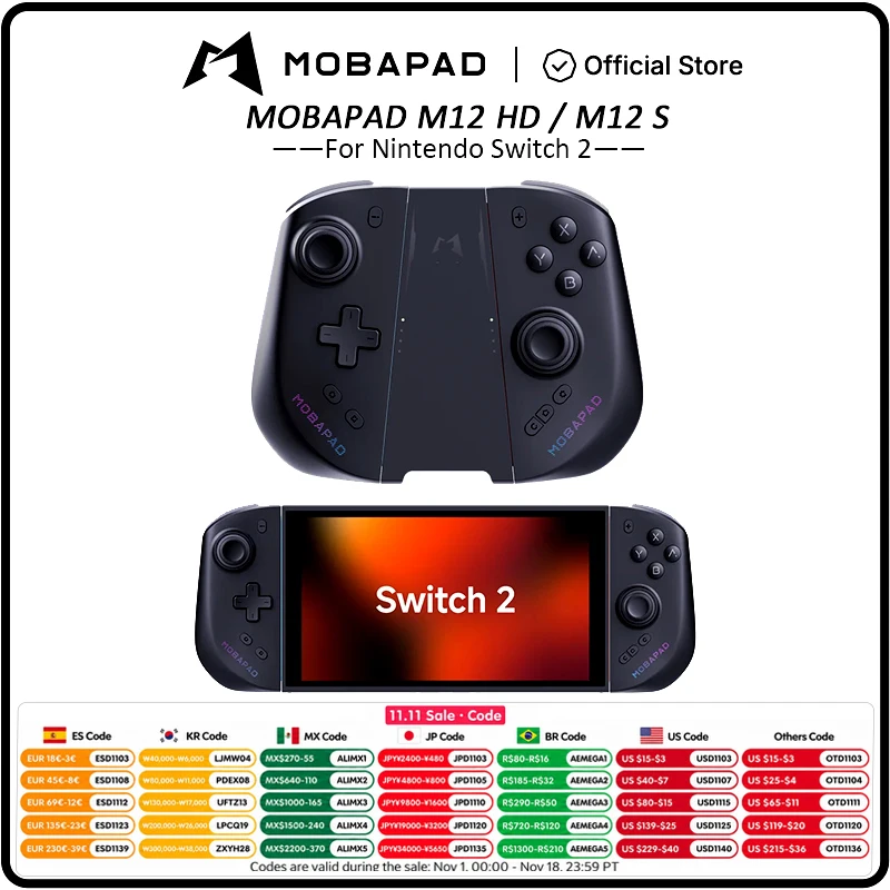 닌텐도 스위치 2용 MOBAPAD M12 HD / M12 S 조이패드, TMR 조이스틱 HD 진동 기능, 기계식 버튼, 매크로 게임패드, 리맵 기능 탑재