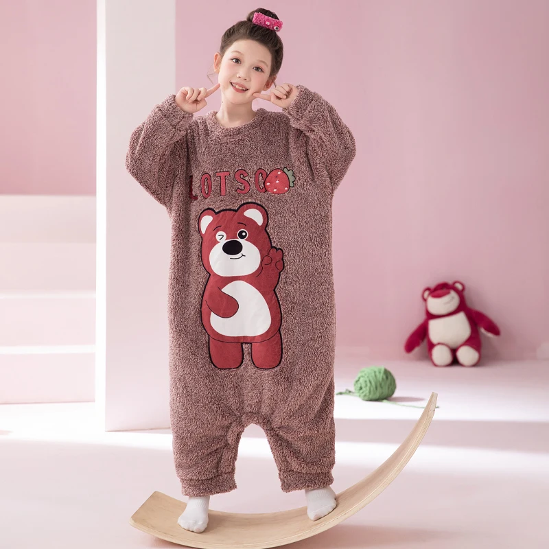 Sanrio pajamas winter round neck warm Hello Kitty onesie cartoon Sanrio loungewear winter Hello Kitty children's pajamas