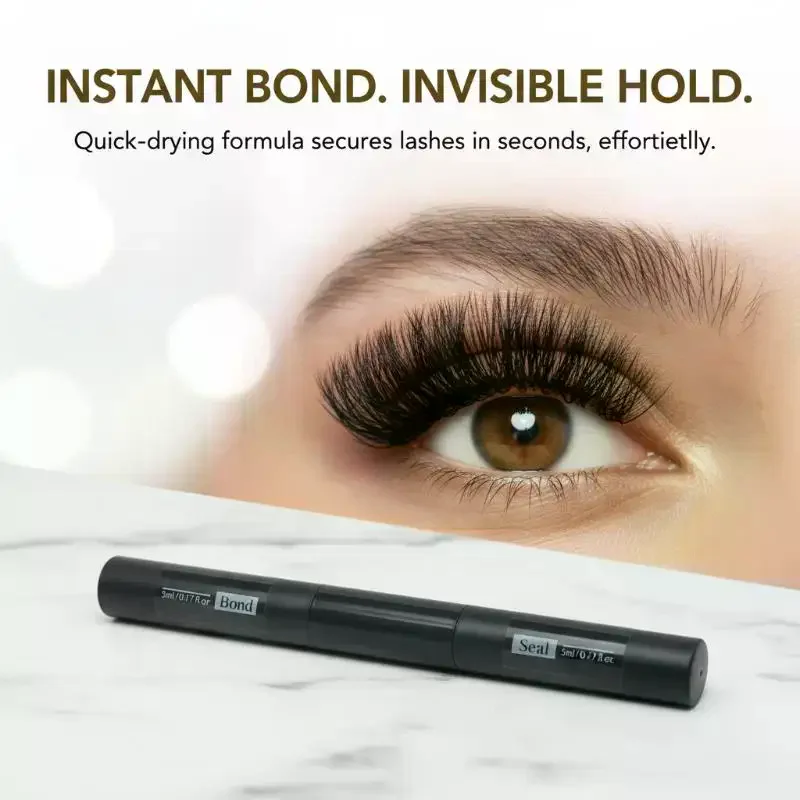1PCS 2 In 1 Bond And Seal/Lock Waterproof Fast Drying Glue And Sealer Dual-Ended Eyelash Glue Strong Hold Cluster Lash Glue