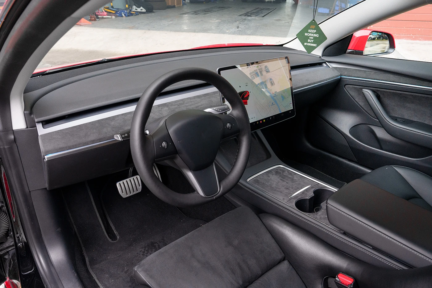 Für Tesla Modell 3 Modell Y 2020-2024 Alcantara Material Wildleder Hergestellt Dashboard Abdeckung Tür Trim Auto Innen Dekoration zubehör – Detail 2